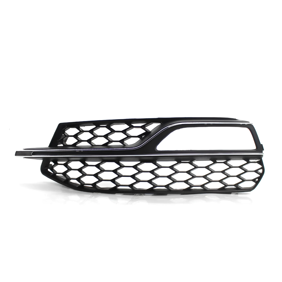 Black ABS plastic fog lamp grille for Audi A3 S3 front bumper, 2013-2016 model years.