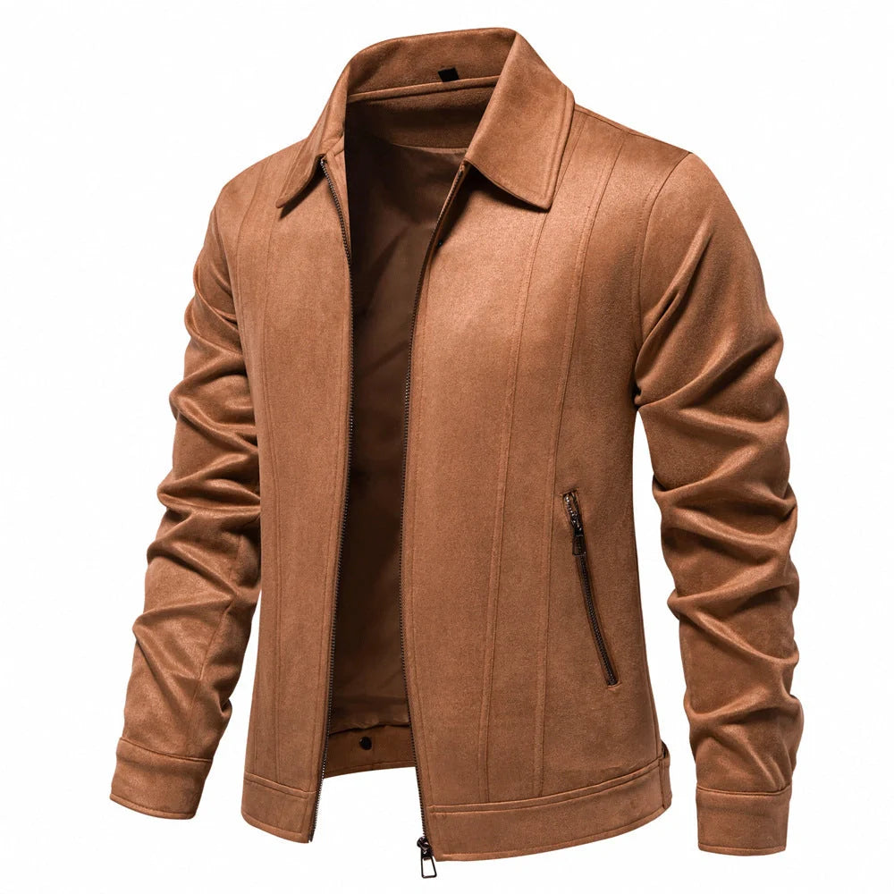 Men's stylish suede lapel zipper jacket for autumn and winter in various colours