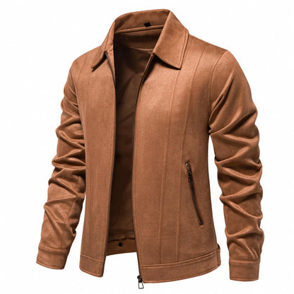 Men's stylish suede lapel zipper jacket for autumn and winter in various colours