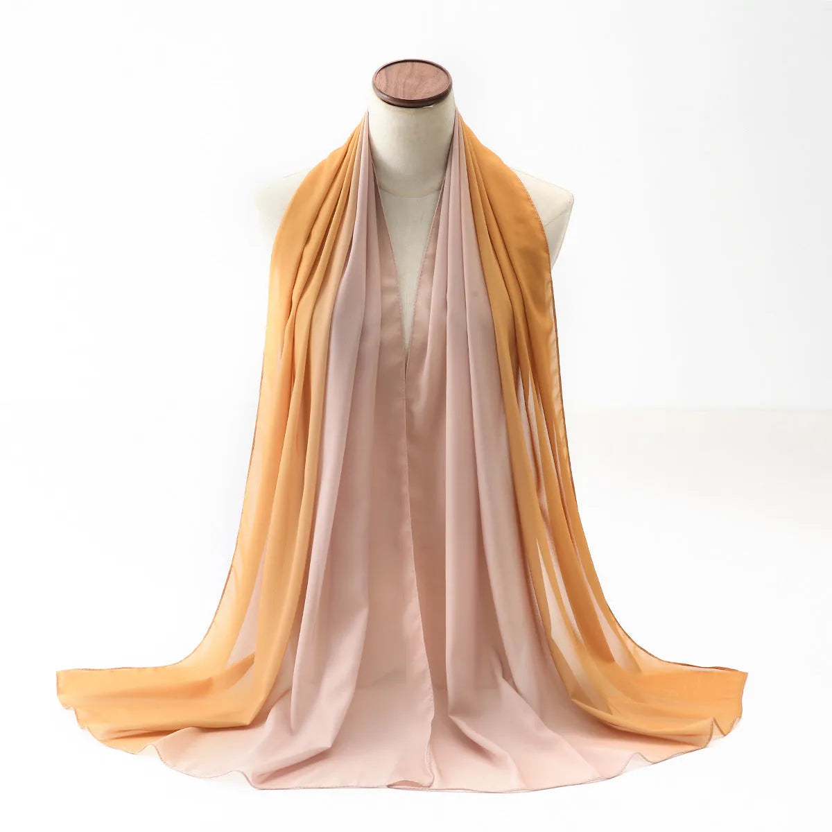 Long chiffon scarf for women in various colours, showing lightweight fabric and 175cm length