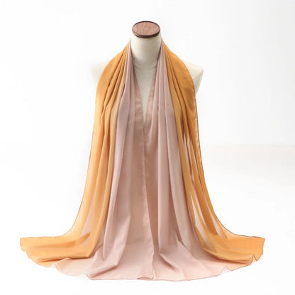 Long chiffon scarf for women in various colours, showing lightweight fabric and 175cm length