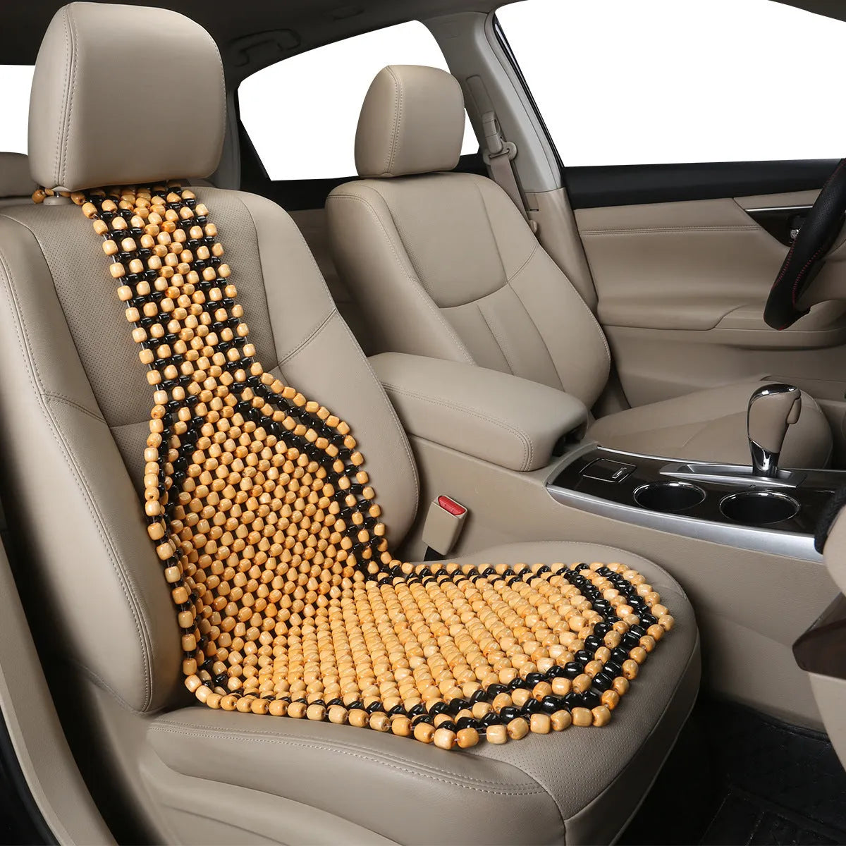 Universal summer car seat cushion in beige or black colours for five-seat vehicles