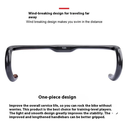 Road bicycle carbon fibre drop handlebar in black, grey, and silver UD finish showing 400mm, 420mm, and 440mm size options.