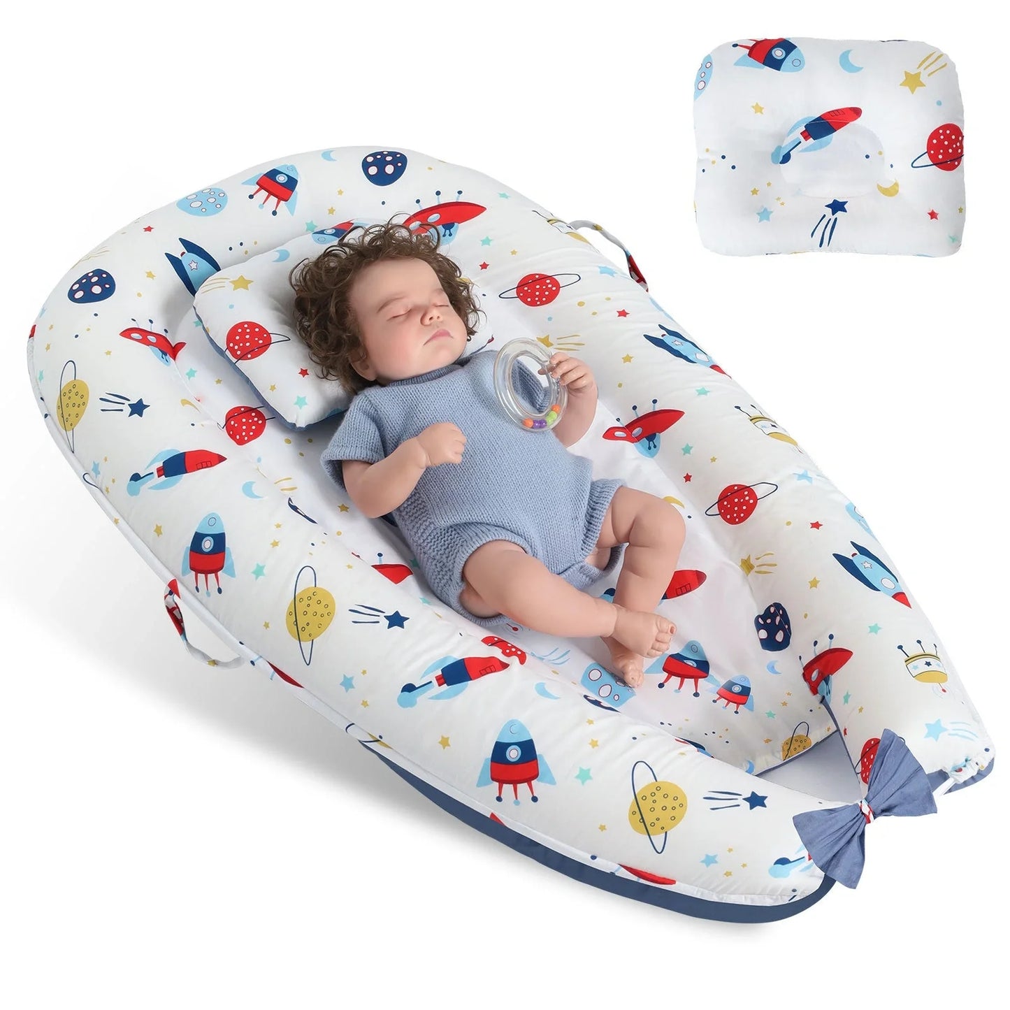 Baby's Crib with detachable pure cotton sleeve and memory foam core