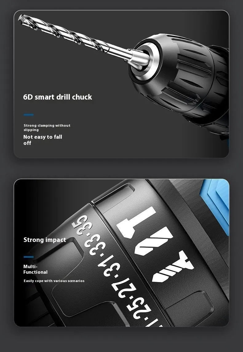 12V dual-speed impact pistol drill electric screwdriver with 35Nm torque, measuring 20cm long