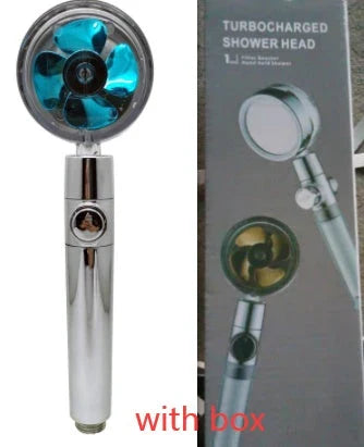 360° Rotating Shower Head with Built-In Fan - Premium ABS Plastic Construction, Water-Saving High-Pressure Spray