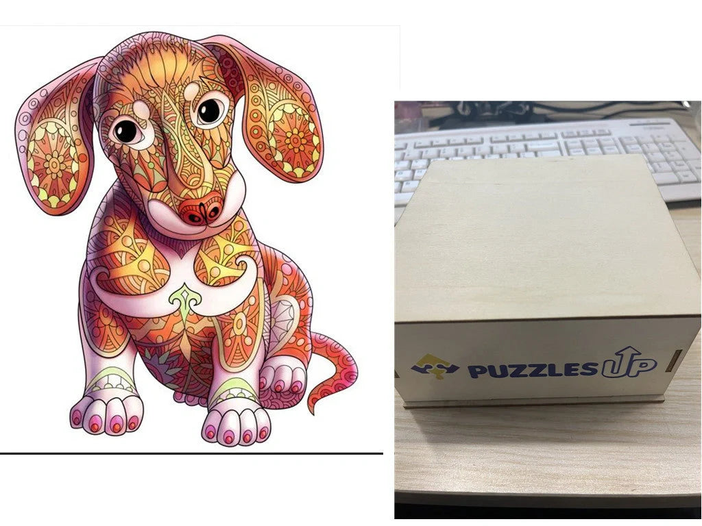 Animal Puzzle Set in A3 size with wooden storage box, vibrant animal designs for educational fun
