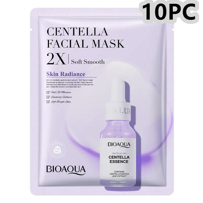 White collagen and hyaluronic acid facial sheet mask in 30g gel format on skin