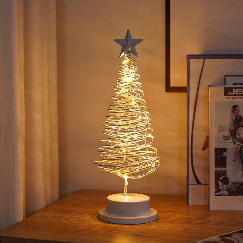 Festive LED Christmas tree lamp with a warm, glowing spiral design made of premium metal materials