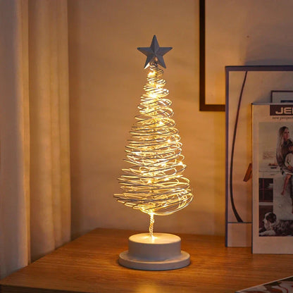 Festive LED Christmas tree lamp with a warm, glowing spiral design made of premium metal materials