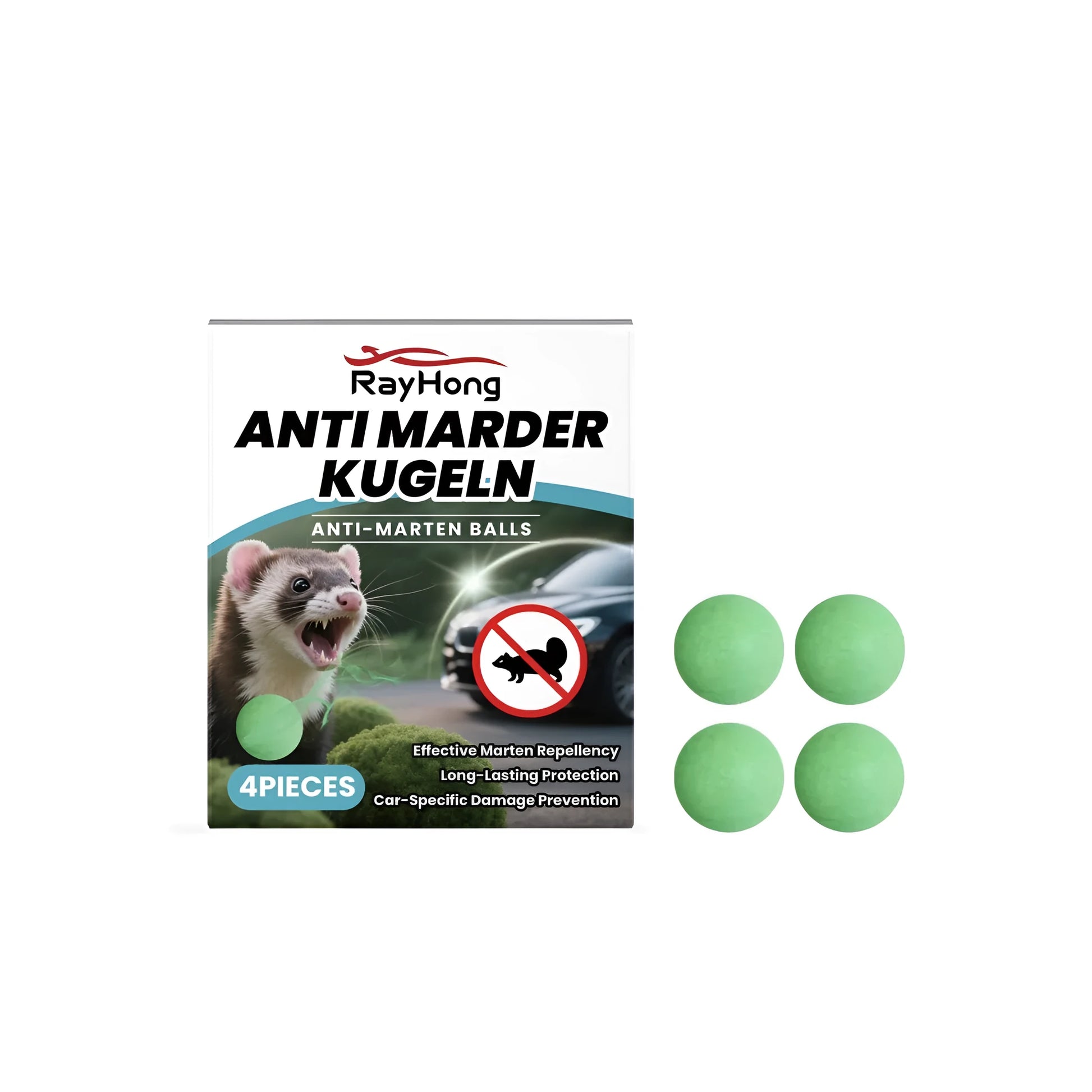 Four natural anti-marten repellent balls containing peppermint oil, ginger and lemon extract.