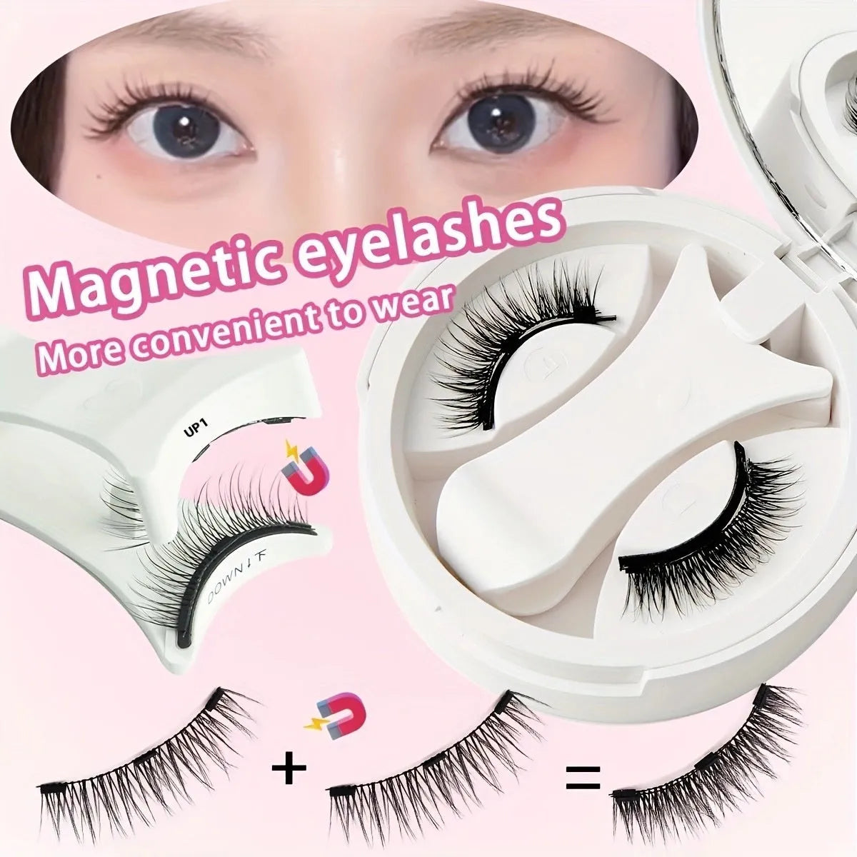Magnetic suction false eyelashes with integrated soap holder, glue-free artificial fibre, 50g set, 75x75x25mm