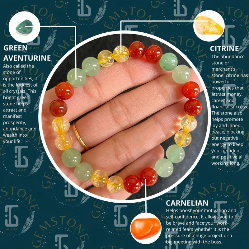 8mm Yellow Beaded Bracelet with multicolour glass beads