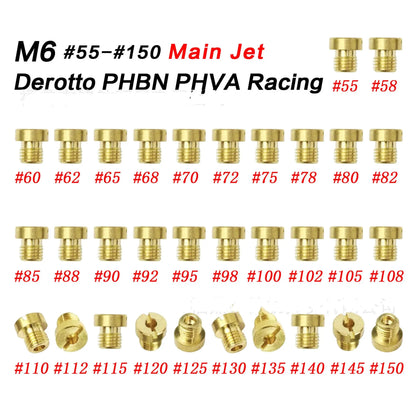 Brass M6 carburettor main jet nozzle for Derotto PHBN and PHVA models.