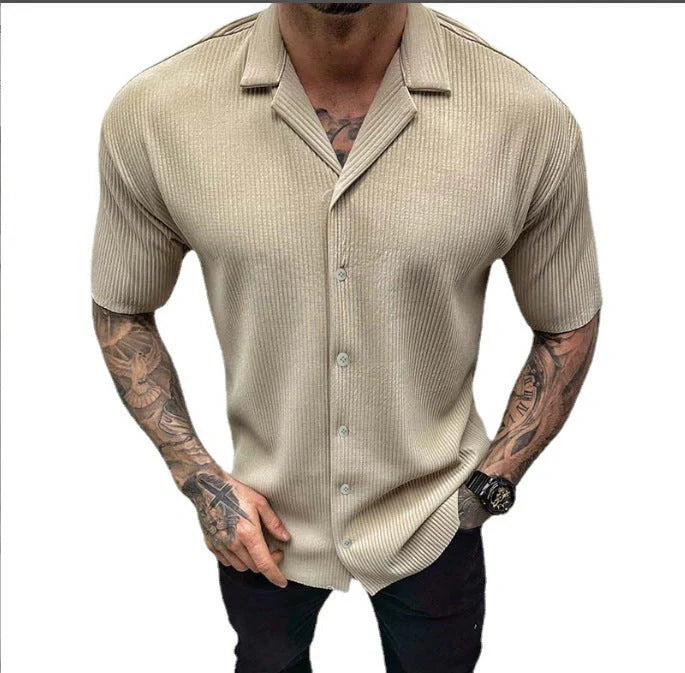 Men's stylish cotton blend short sleeve cardigan shirt in various colours