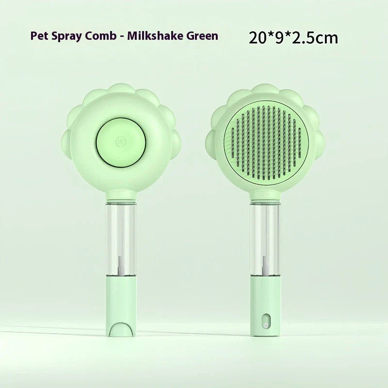 Self-Cleaning Pet Grooming Brush with Spray - Gentle Deshedding Tool for Cats and Dogs