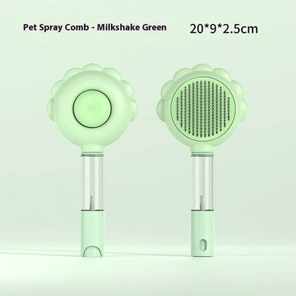 Self-Cleaning Pet Grooming Brush with Spray - Gentle Deshedding Tool for Cats and Dogs