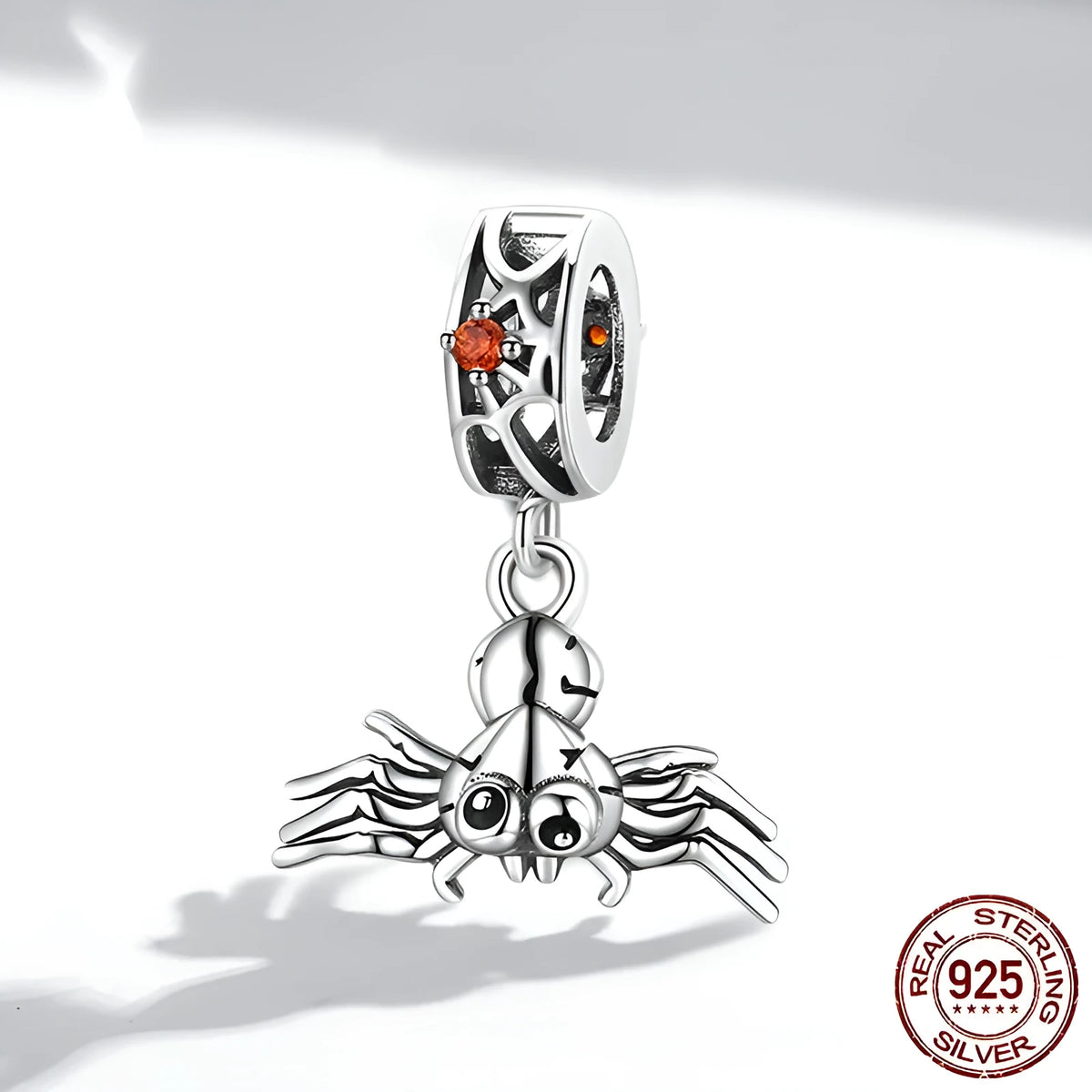 Silver electroplated spider bead pendant, 1.9cm by 1.4cm, 1.3g, with 0.45cm aperture for jewellery making, colour SCC1959