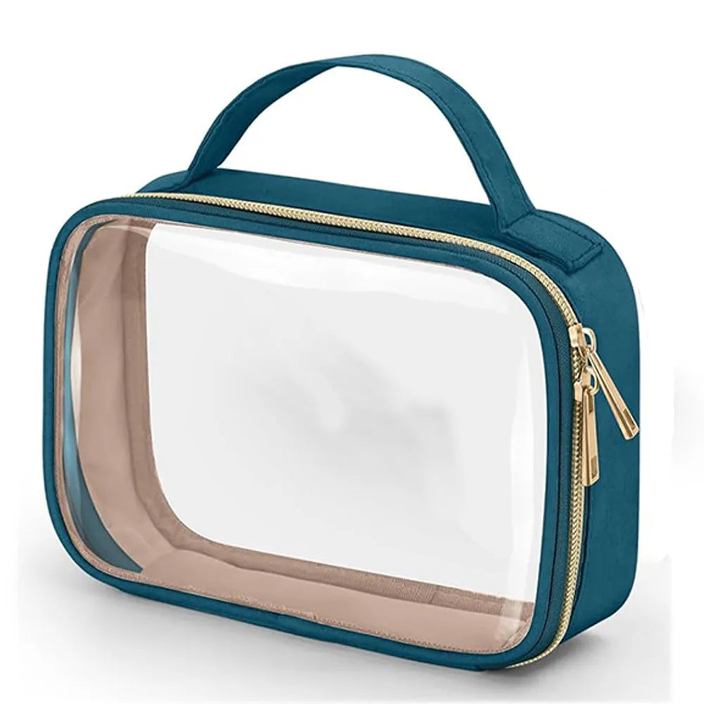Transparent PVC lipstick storage bag with detachable chain showing 7.85-inch dimensions