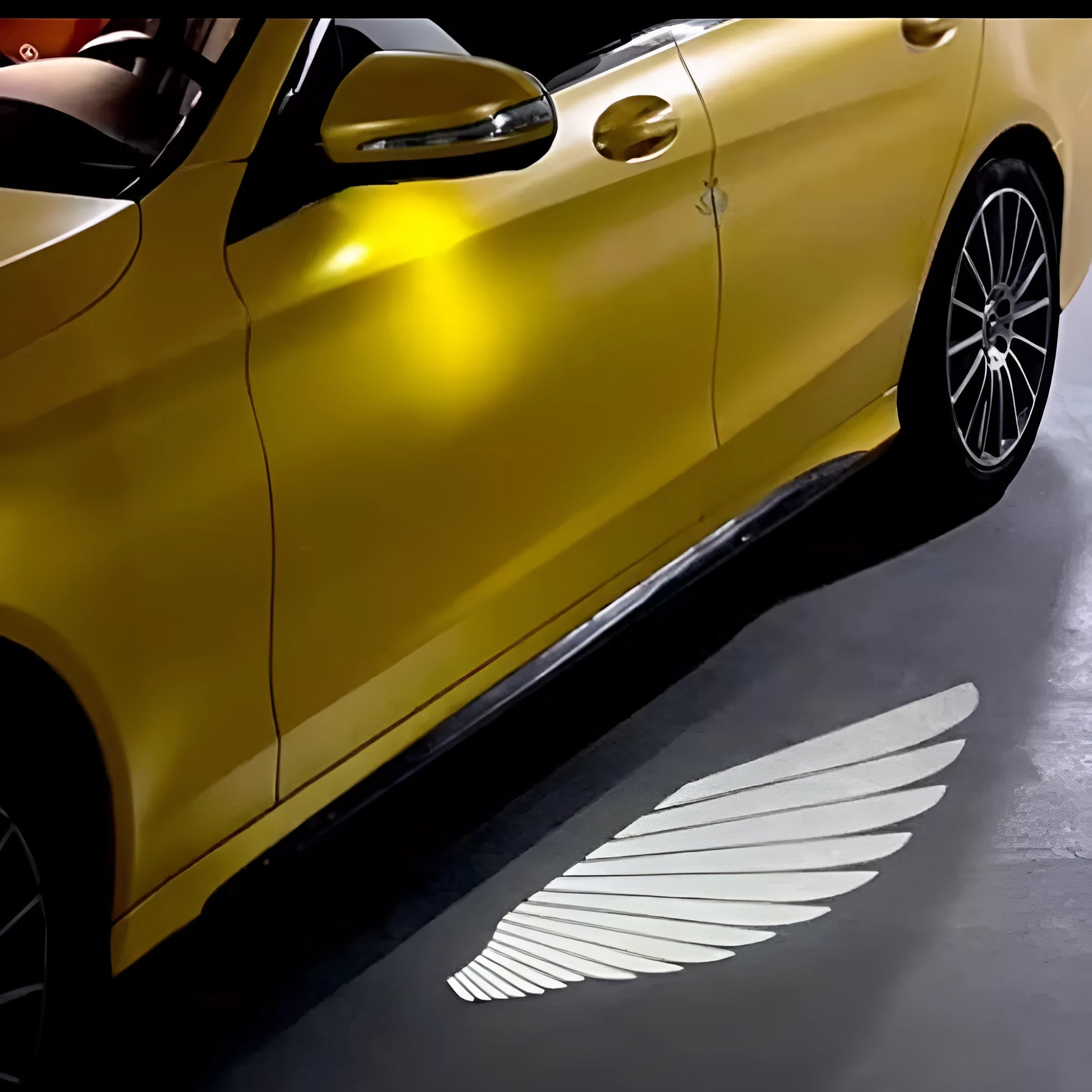 Car courtesy light with angel wings projection pattern and aluminium housing