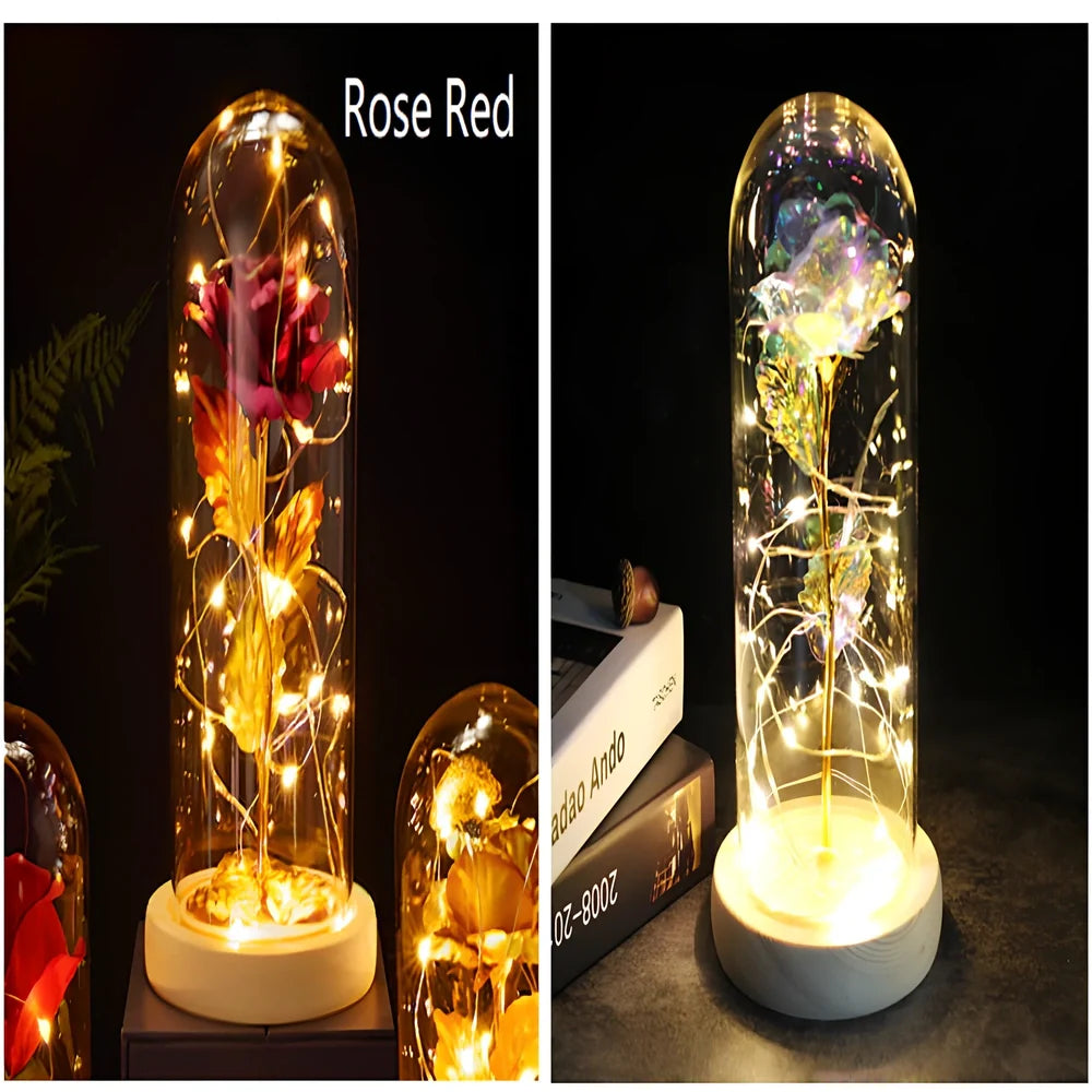 Little Prince Rose Glass Cover with 20cm diameter dome protecting plastic flower arrangement