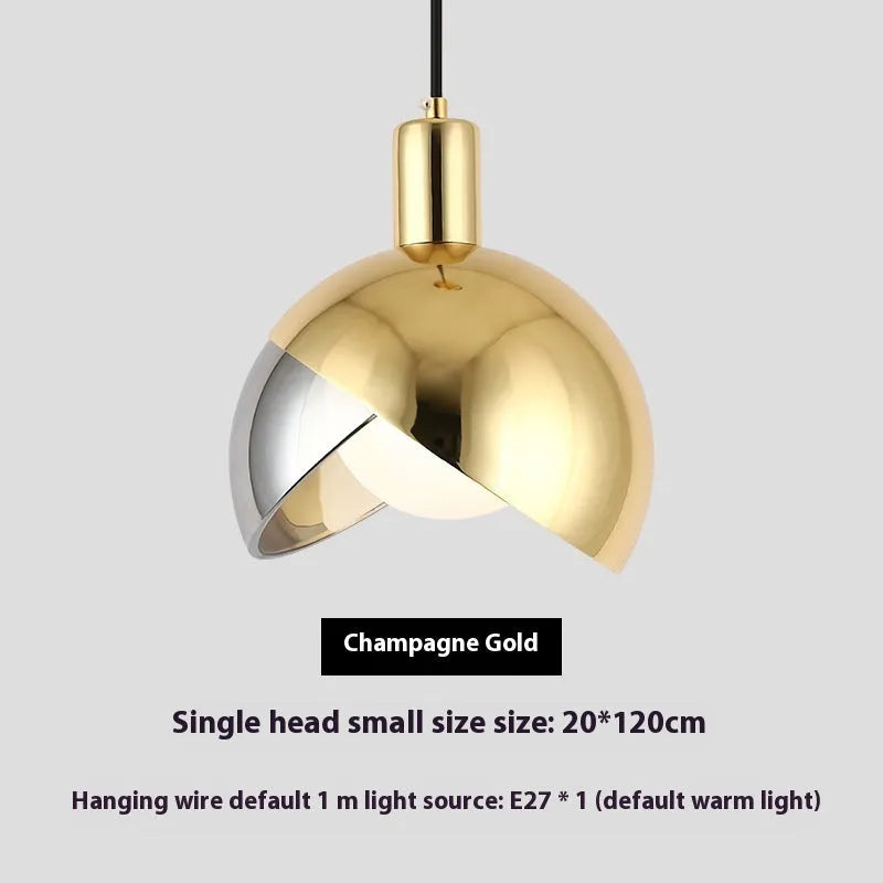 20cm diameter single-head droplight ceiling lamp in champagne gold with integrated warm LED light