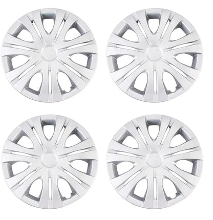 Set of four monochrome wheel hub covers in ABS plastic for universal vehicle fit