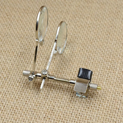 Reading glasses mirror attachment double clip with metal bracket and glass lens
