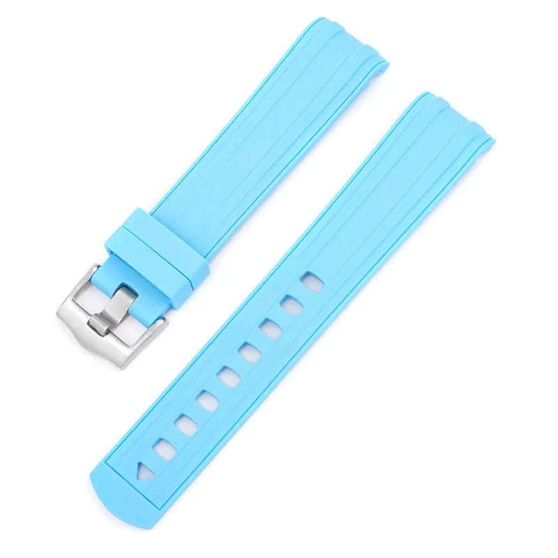 20mm wide genuine leather smartwatch strap in multiple colours with silver buckle.