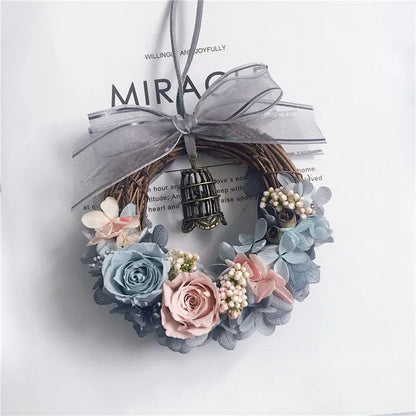 10cm wooden DIY preserved flower vine ring kit with glue and tools for salon or car hanging decoration