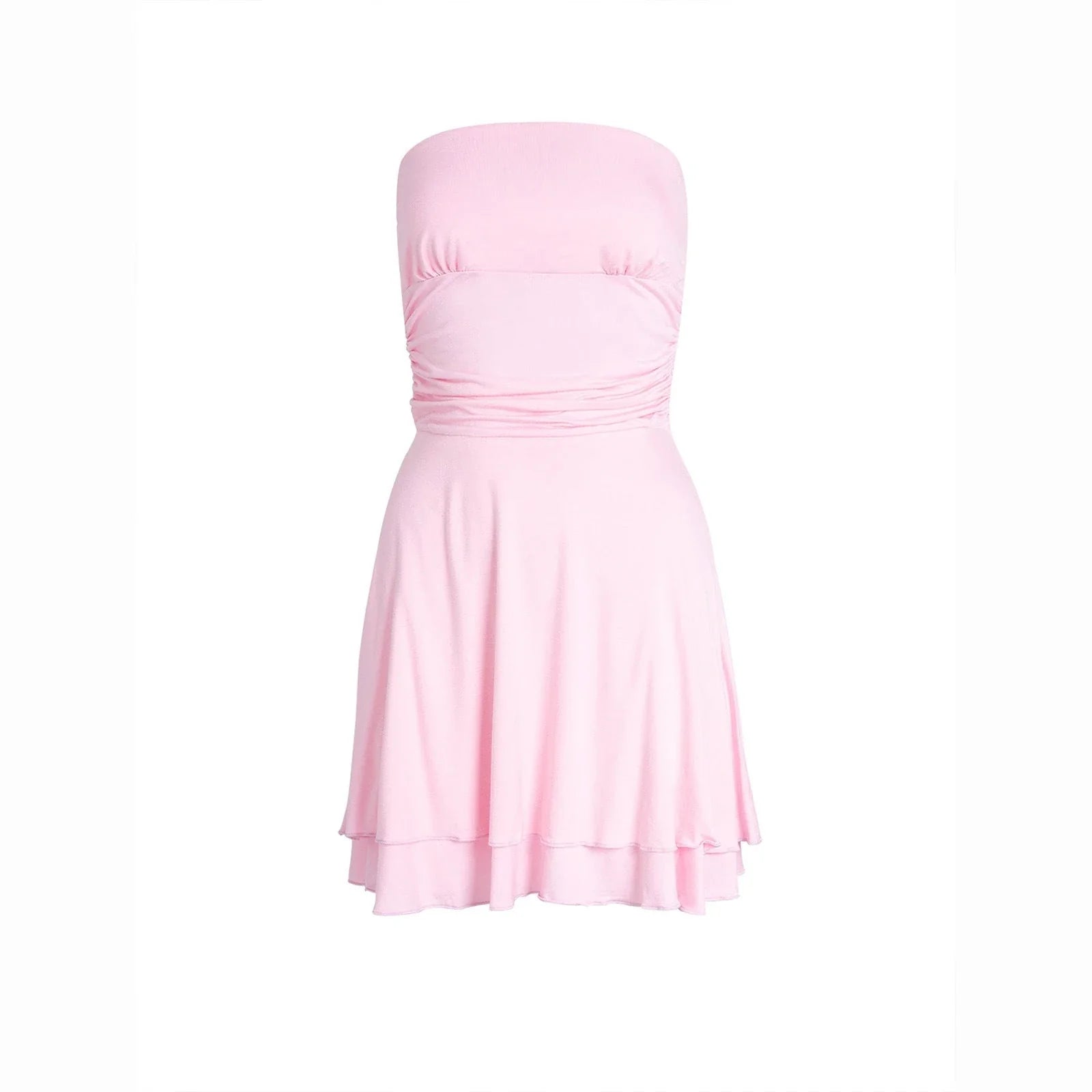 Stylish Y2K tube top mini dress with pleated design, available in a variety of vibrant colors