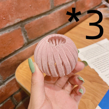 Velvet bird's nest hair ring hairpin in various colors for high ponytails