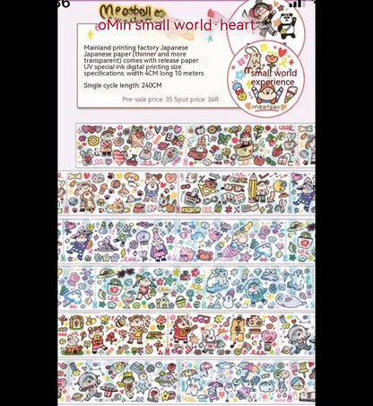 Haemorrhoid tape packaging stickers with cartoon characters, 42 styles, Japanese paper, 5 cm size