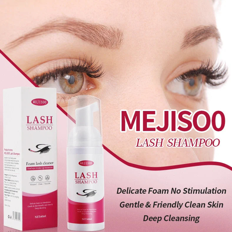 LASH SHAMPOO Mousse Eyelash Cleaning Solution 60ml in 3.7cm by 13.5cm container