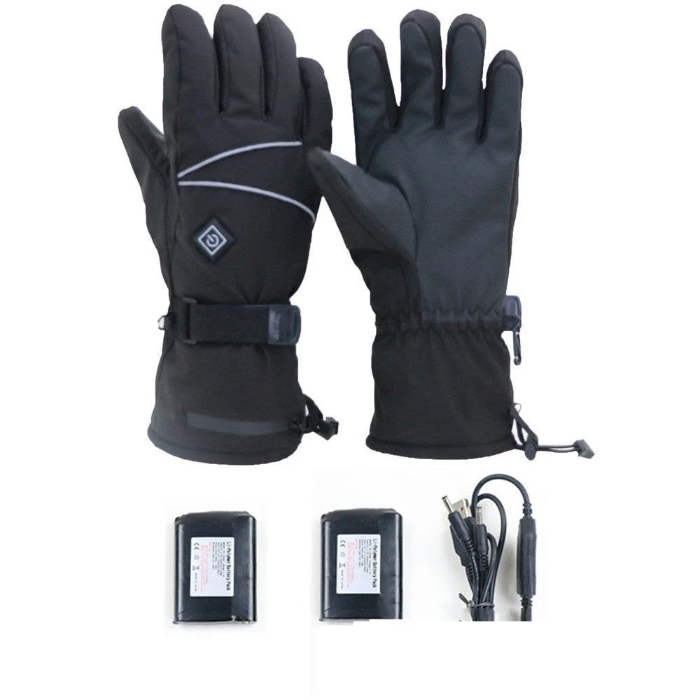 Three-Stage Temperature Regulating Electric Heating Gloves with PU leather palm, velvet lining, and discreet battery compartment