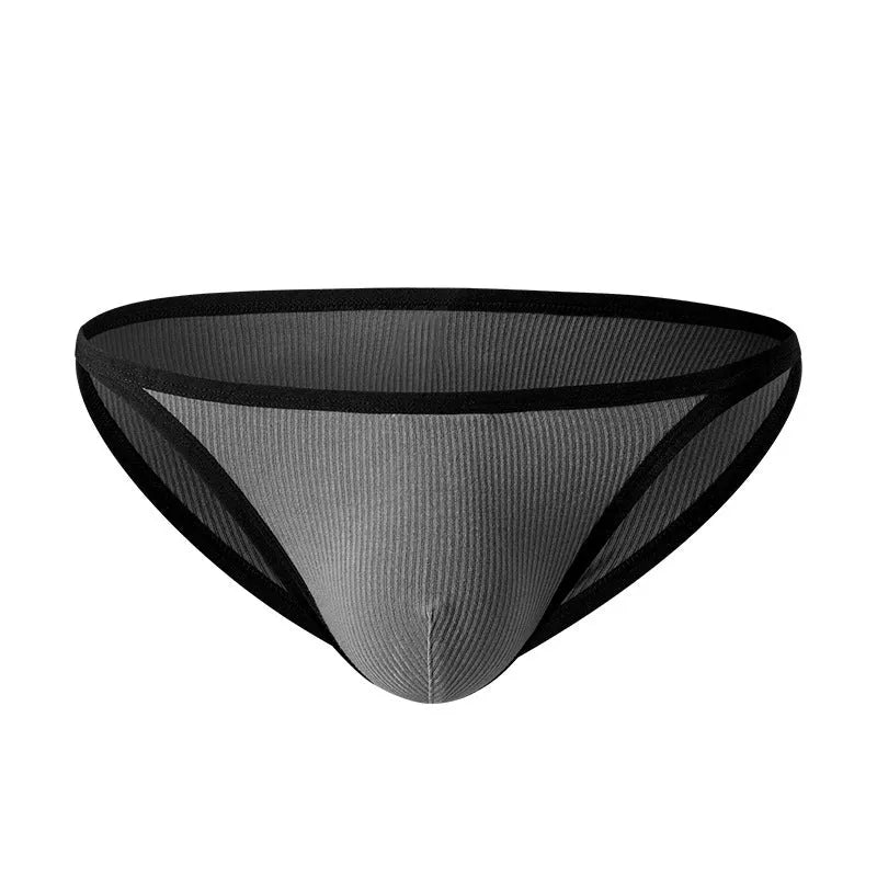 Men's low waist briefs in rib knit fabric available in white and grey colours