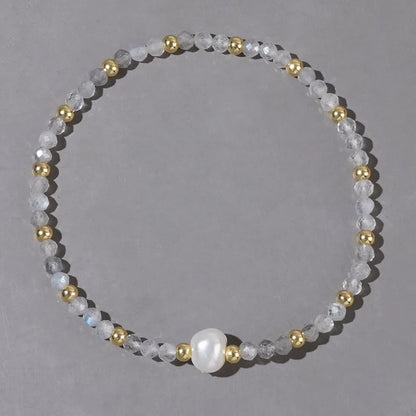 Natural stone geometric ellipse bracelet in various colour options