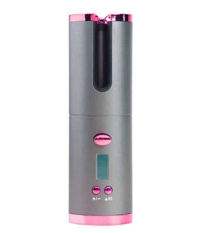 Cordless automatic hair curler with ceramic barrel, multi-directional curl capabilities, and rechargeable battery for salon-quality curls anytime, anywhere.