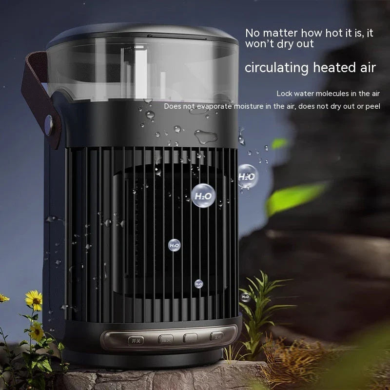 2-in-1 Portable Heater and Humidifier with adjustable heating and fan settings, compact design for use in home or office