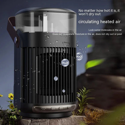 2-in-1 Portable Heater and Humidifier with adjustable heating and fan settings, compact design for use in home or office