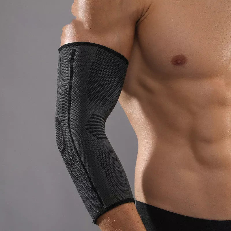 Elbow Pad Sports Guard for weightlifting, cycling, and basketball in black, green, and orange