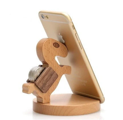 Custom beech wood lazy phone holder with various designs for hands-free convenience