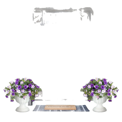 Plastic artificial flower arrangement with 12 fork stems in a European-style container for outdoor garden decoration