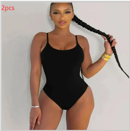 Women's solid colour backless triangle swimsuit two-piece set on a mannequin