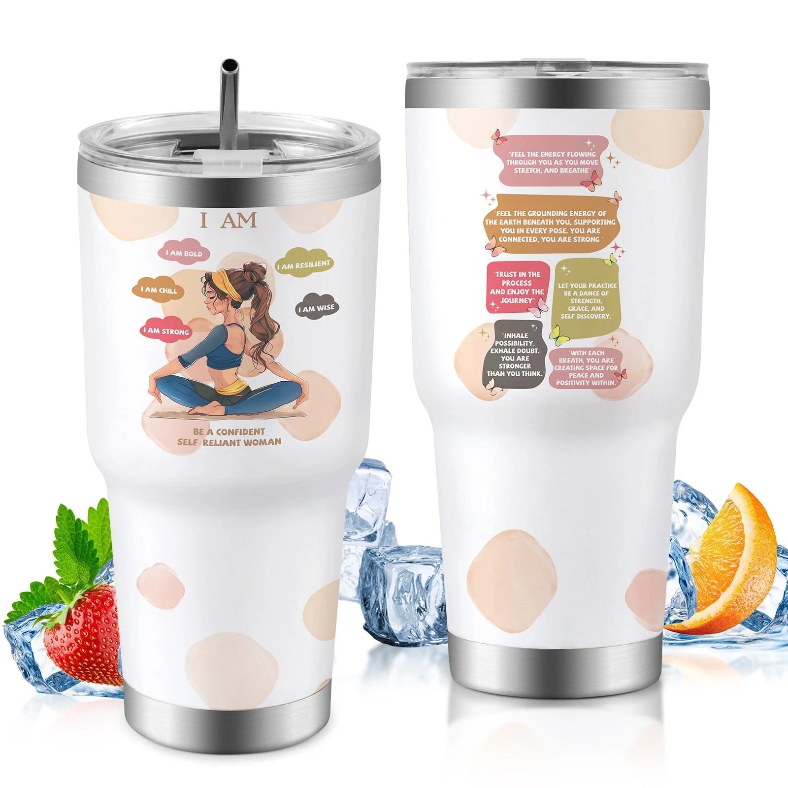 30oz insulated travel mug for car, keeps drinks hot or cold, spill-proof lid