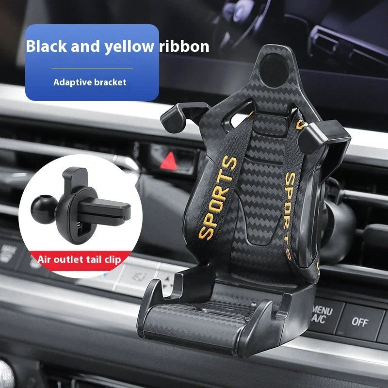Stylish car air vent phone mount with secure clamping mechanism, adjustable viewing angle, and compatibility for phone charging