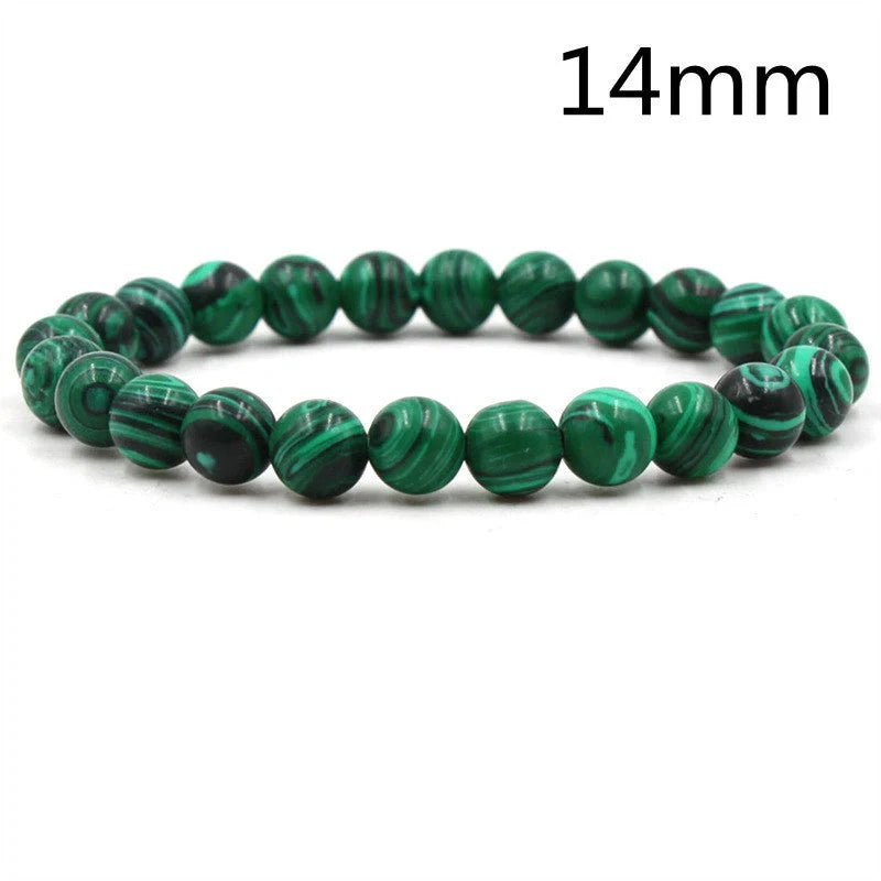 Stylish black matte green malachite elastic bracelets for women and men