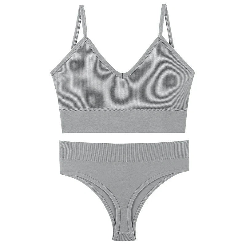 Women's Wireless Push-up Bra Set with French Triangle Cup in various colors and sizes