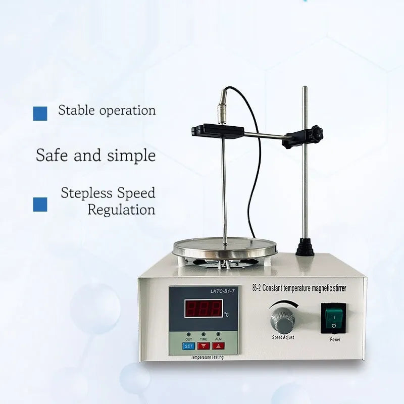 Digital display laboratory magnetic stirrer with heating plate, model XLD-85-2, on a benchtop.