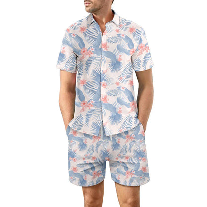 Stylish printed beach shirt and shorts set for men in various vibrant color designs